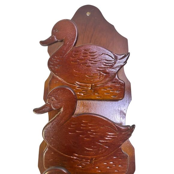 Wooden Carved Ducks Vintage 1970's Retro Wall Hanging Mail/Key Holder - Picture 3 of 5